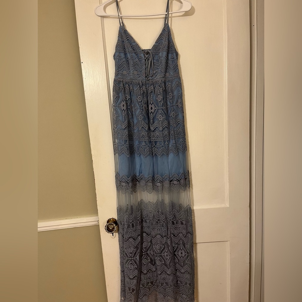 Nana Macs Boutique Dusty Blue Maxi Dress M